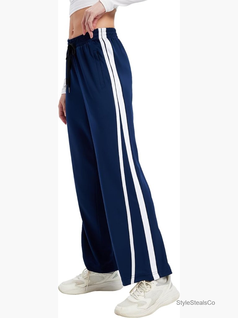 Track Pants Straight Leg Sweatpants Side Striped Jogging Warm Up Athletic Pants